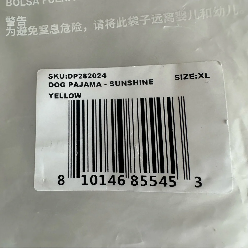 Spark‎ paws dog pajama -sunshine xl NWT